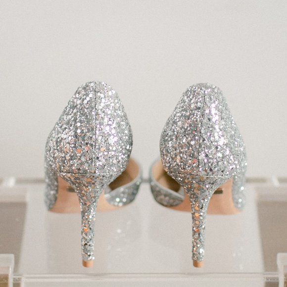 Badgley Mischka Women's Daisy Silver Glitter Heels 6.5 Women's New in Box - Picture 11 of 14